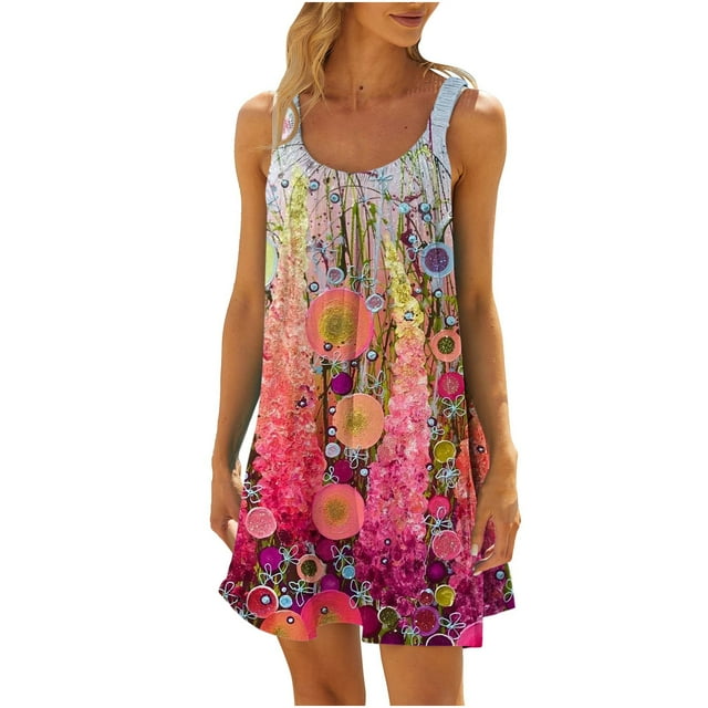 Birdeem Robe Décontractée pour Femmes Grande Taille à Imprimé, Col Rond, Manches Courtes, Coupe Ample, Longueur Genou