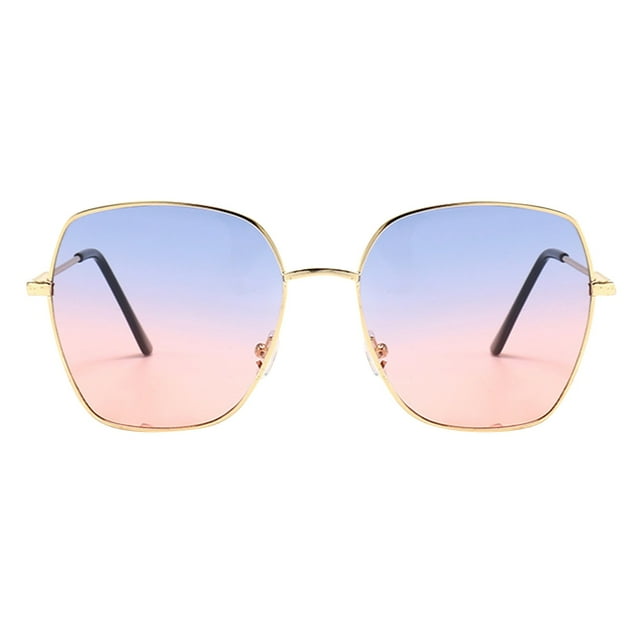 XASZHN Fashion Women Round Polarized Sunglasses Full Frame Gradient Color for Outdoors Blue_001 One Size