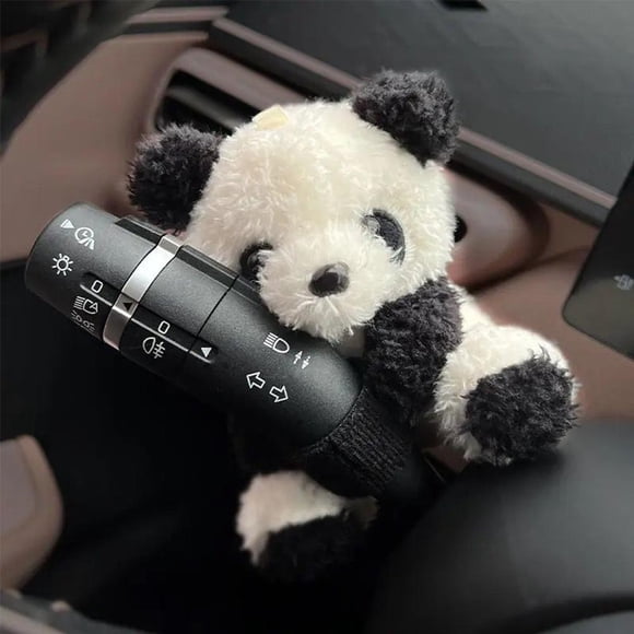 Cute Plush Panda Doll Car Wiper Shift Knob Decoration Soft Ornament For Auto Interior