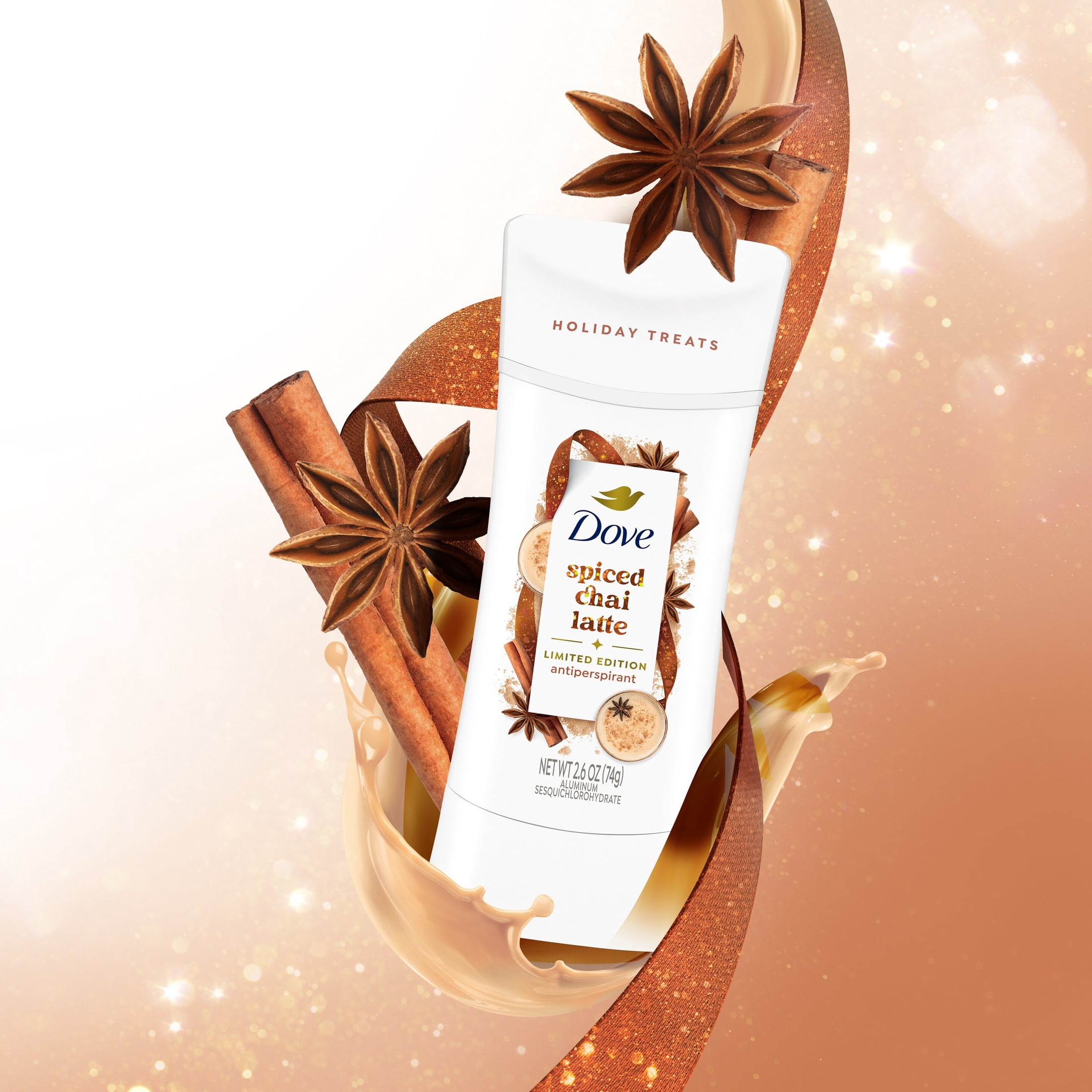 Dove Limited Edition Holiday Treats Antiperspirant Deodorant Spiced Chai Latte 72-Hour Sweat & Odor Protection ,2.6 oz