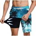 thumbnail image 3 of Thousandth Men's 2 in 1 Swim Trunks with Compression Liner Quick Dry Board Shorts Breathable Elastic Drawstring Beach Pants for Swimming Surfing, 3 of 8