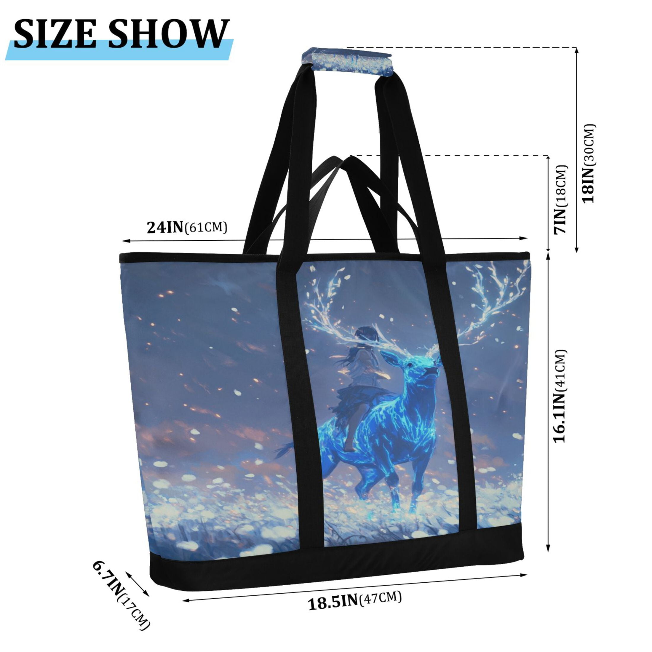 Large Hand-held Ice Pack Picnic Bag Insulation and Refrigeration Suitable for Shopping Picnics and Camping Beautiful Blue Elk