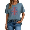 thumbnail image 3 of Youyipin Womens Tops Women's Summer Top Short Sleeve Round Neck Uk Flag Union Jack England Shirt Casual Basic Tee Graphic Tees For Women, 3 of 4