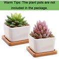 thumbnail image 2 of Planter Pot Bamboo Saucer Square Set of 6, Succulent Pot Holder Drainage Tray for Most Small Ceramic Succulent Planters Holding Drainage Water, 2 of 6