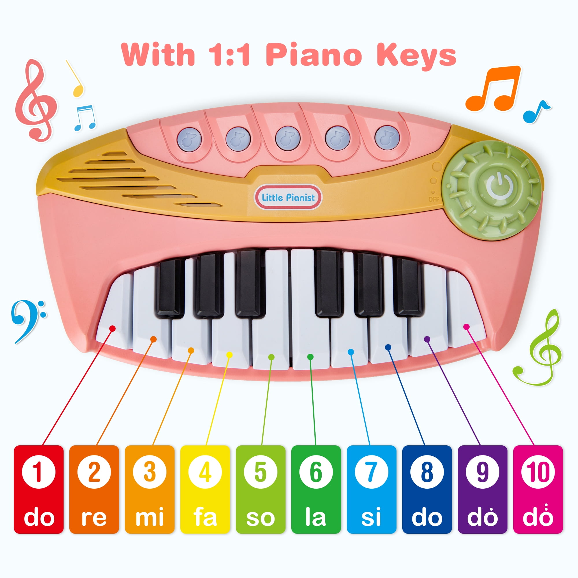 Contixo Keyboard Piano for Kids, Interactive Piano Toy with Light-Up Keys and 5 Built-In Melodies, Pink