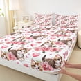 thumbnail image 4 of Erosebridal Kawaii Cat Animal Full Size Sheets, Pink Rose Floral Bed Sheets, 4-Piece, 4 of 5