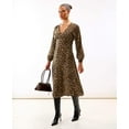 thumbnail image 2 of Brown Animal Printed Long Sleeve Midi Dress, 2 of 8