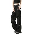 thumbnail image 2 of Danhjin Cargo Pants for Women Baggy Stretchy Wide Leg Straight Casual Pants Streetwear Travel Hiking Pants, 2 of 4