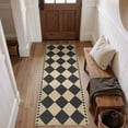 thumbnail image 4 of UERMEI 2'x6' Checkered Easy Jute Runner, 2x6 Kitchen Runner Rug Non Slip Washable Outdoor Rug for Entryway Indoor, Checkerboard Black Indoor Outdoor Carpet for Hallway 6ft Entry Front Door, 4 of 11