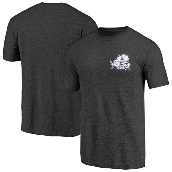 Men's Black Heather Texas Christian University Horned Frogs Left Chest Distressed Logo Tri-Blend T-Shirt