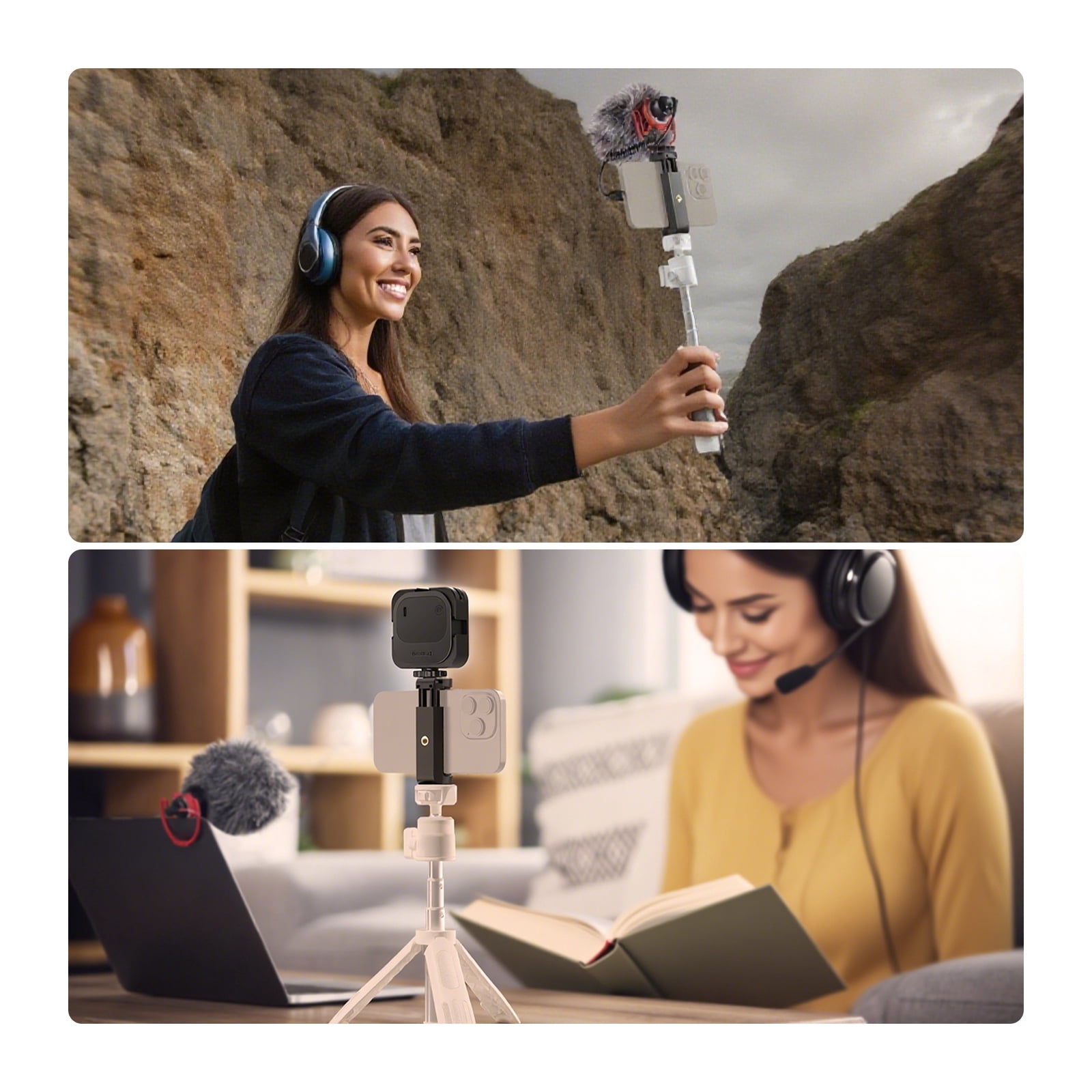 Neewer TP43 Mini Desktop Tripod - 360° Ball Head, for iPhone/GoPro/Insta360/DJI, Metal Stand for Webcam/Vlogging (White)