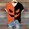 thumbnail image 2 of YDFCWXW Halloween Shirt for Women Shirt Funny Top Loose Fit V-Neck T-Shirt Short Sleeve Tee Gold, XL, 2 of 7