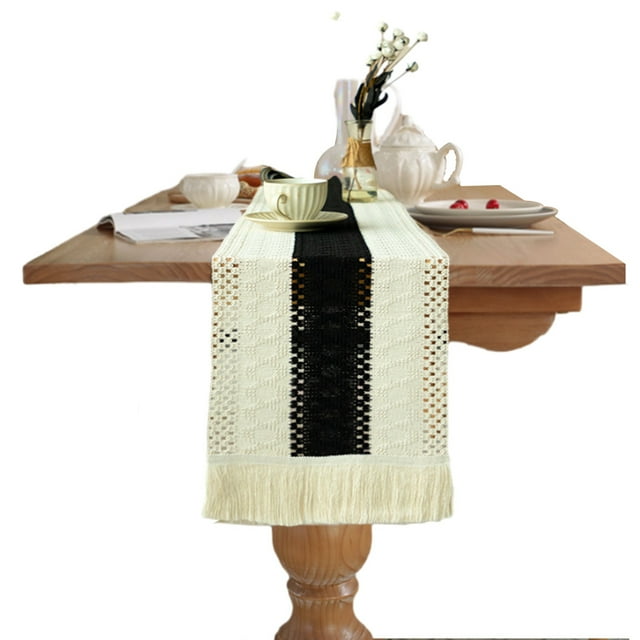 1pcs Boho Table Runner for Home Decor Farmhouse Rustic Table Runner with Tassels for Dining Bedroom Decor Rustic Bridal(30x180cm)