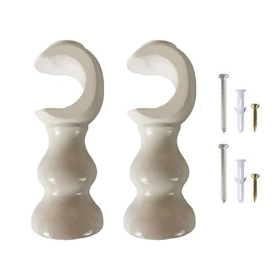 Ywmsfl Pair Solid Wood Curtain Rod Brackets Round Base Support for 28mm Window Rod