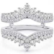 Flydeer Ring Enhancers for Engagement Rings 925 Sterling Silver Crown Curved Wedding Bands Jewelry Gift for Her Size 7