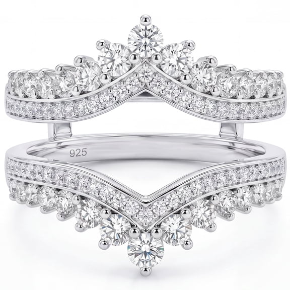 Flydeer Ring Enhancers for Engagement Rings 925 Sterling Silver Crown Curved Wedding Bands Jewelry Gift for Her Size 7