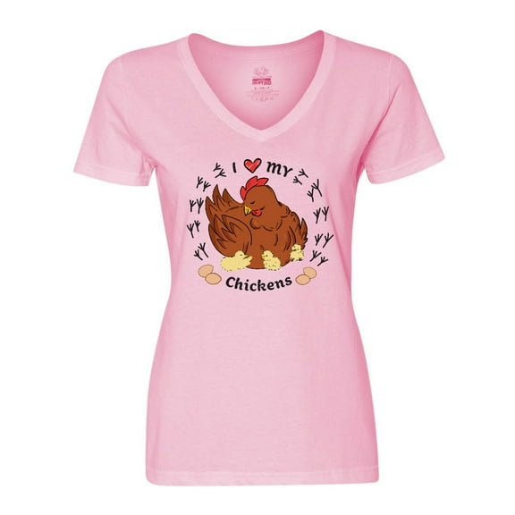 Inktastic I Heart My Chickens Women's V-Neck T-Shirt