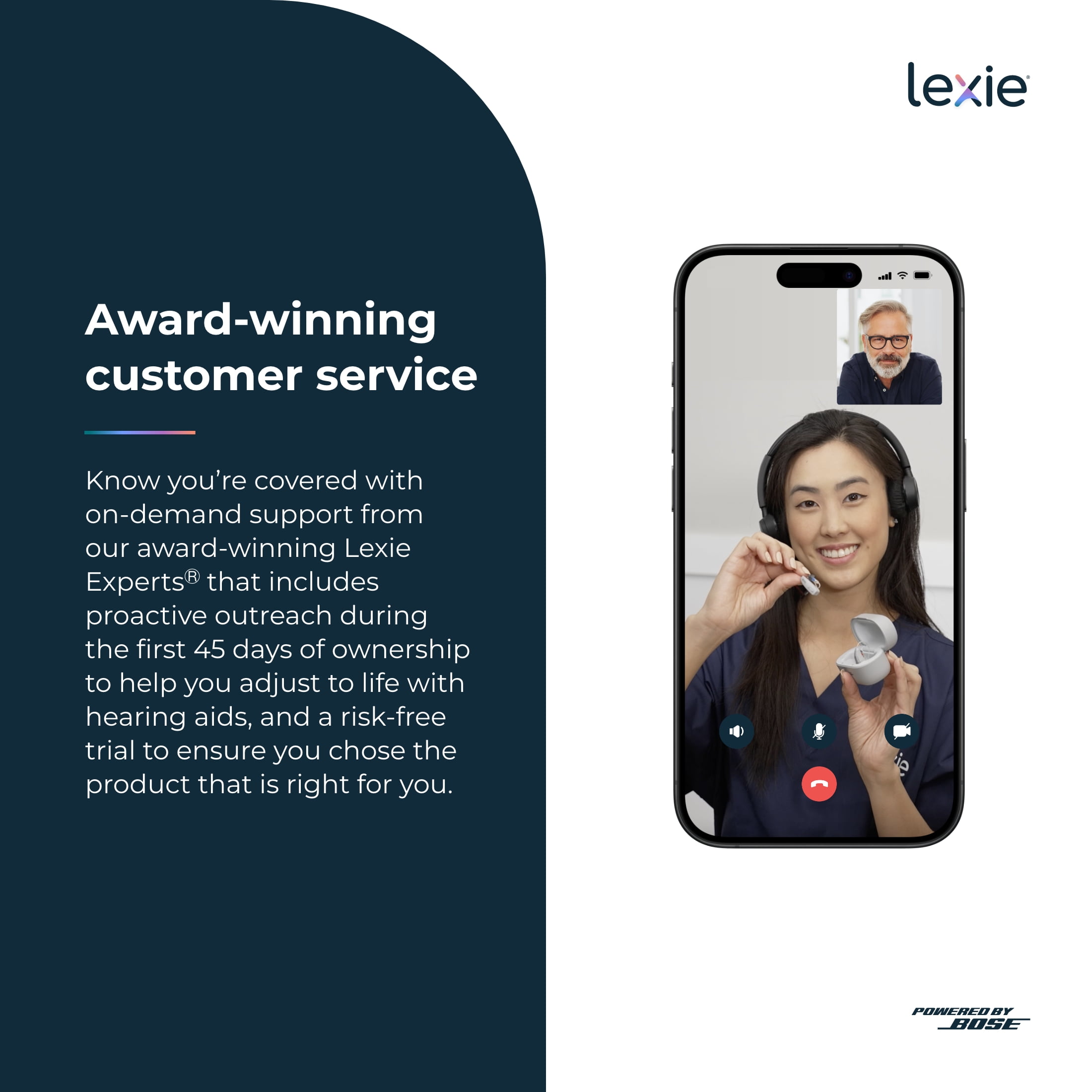 Lexie B1 Self-Fitting OTC Hearing Aids Powered by Bose | Self-fitting | Lexie Expert® Support | Replaceable Batteries