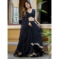 thumbnail image 2 of Reception Party Wear Indian Pakistani Designer Alia Bhatt Style Lengha Choli ( Black, XXL - 46 ), 2 of 6