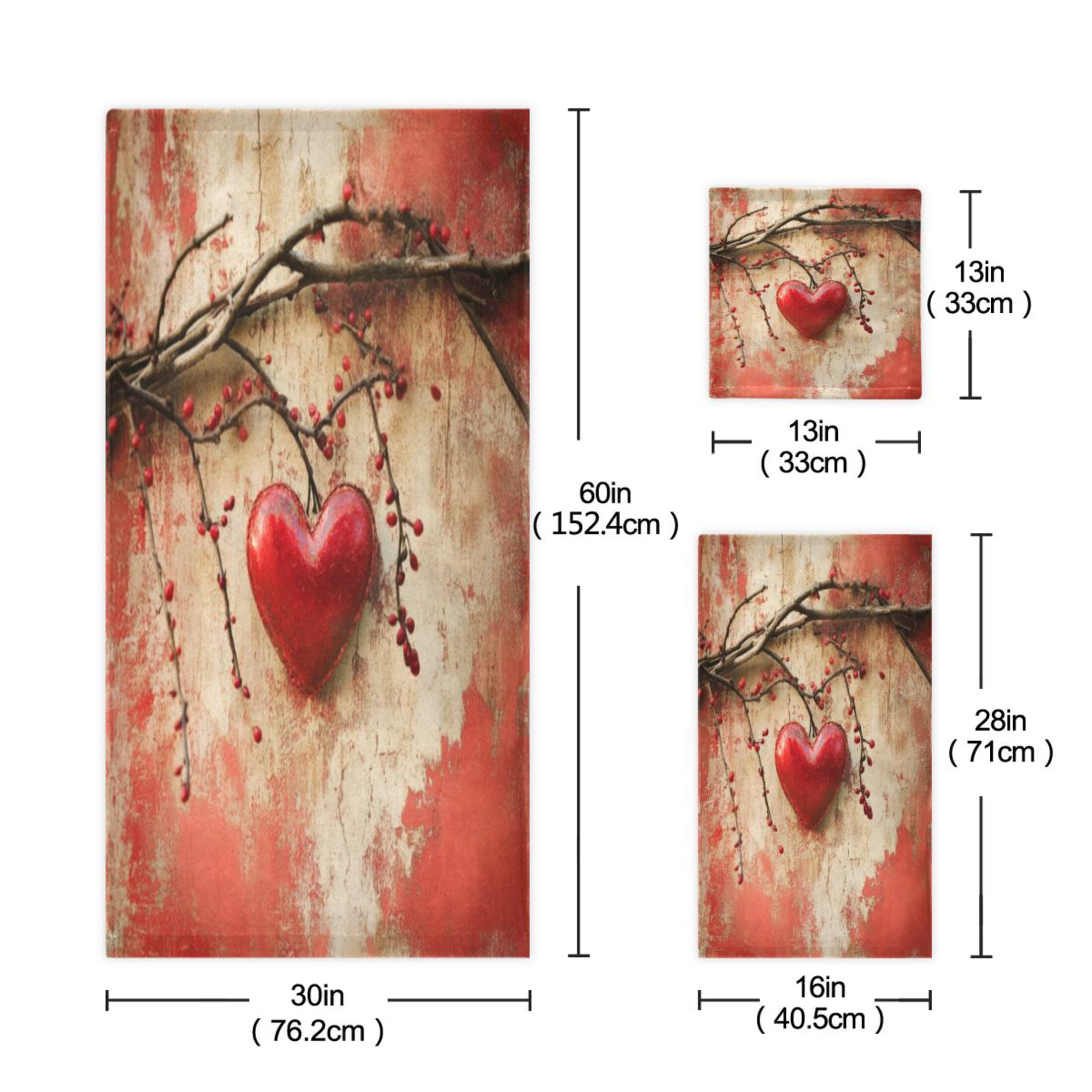 Three-Piece Towel Set Face Towel Towel Set Hand Towel Bath Towel Cotton Bath Towels Bath Towel Sets Hand Bath Towels Valentine's Day Lovely Love