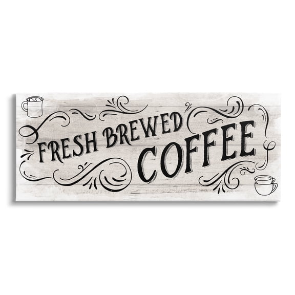 Stupell Industries Fresh Brewed Coffee Phrase Food & Beverage Painting Gallery Wrapped Canvas Art Print Wall Art, 24 x 10