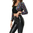 thumbnail image 4 of INSPIRE CHIC Women's Casual Long Sleeves Collarless Sequin Open Front Bolero Crop Shrug Jacket XS Multi Color, 4 of 7