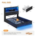 thumbnail image 2 of Full Gaming Bed Frames with 4 Drawers and Storage Headboard, Faux Leather Upholstered Platform Beds with RGB LED Lights & Charging Station, Esports-Style Full Size Bed Frame, Black, 2 of 9