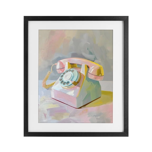 Stupell Industries Eclectic Retro Telephone in Pastels Black Framed Print Under Glass, 13 x 16, by The Prints Vibe
