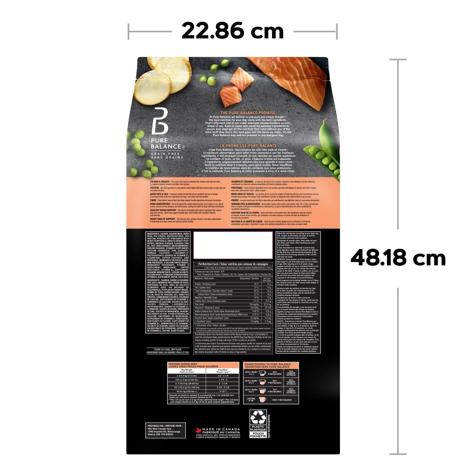 Pure Balance Grain Free Salmon & Pea Recipe Dry Dog Food, 100 g, 3.6 kg, 7.2 kg, 14 kg