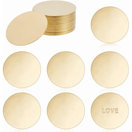 50Pcs Brass Stamping Blanks 30mm Gold Stamping Blanks Circle Disc Stamping Tag Blanks