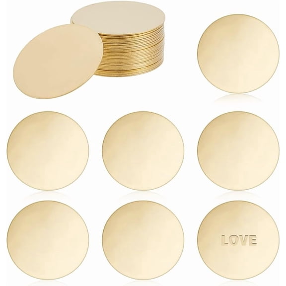 50Pcs Brass Stamping Blanks 30mm Gold Stamping Blanks Circle Disc Stamping Tag Blanks