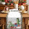 thumbnail image 2 of Christmas Cactus Stars Table Runner 13x72in Non-Slip Cotton Linen Table Runners, Green and White Dresser Scarves TableRunner for Dinner Kitchen Dining Wedding Party, 2 of 9