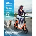 thumbnail image 2 of MIHOVER 450W Electric Scooter with Seat, Commuter Electric Scooter for Adult with Basket & Free Phone Holder & Steel Cable Lock & Inner Tube- up to 21 Miles 15.5MPH-Oange, 2 of 8