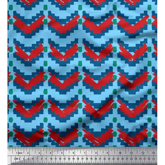 Soimoi Blue Cotton Voile Fabric Arrow African Printed Fabric 1 Yard 42 Inch Wide