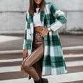 thumbnail image 3 of Women's Fleece Jacket Lined Zip Up Plaid Flannel Coat Fashion Casual Lattice Printing Long Sleeve Buttons Cardigan Top Jacket Coat Trench Coat Winter Clothing with Pockets Green,M, 3 of 8