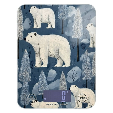 

Kitchen Electronic Scale Food Scale 7.68x5.71 inch Multifunctional Digital Kitchen Scale Tempered Glass Decorative Baking Cooking Meal Preparation Beautiful Cartoon Polar Bear