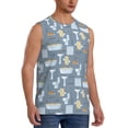 thumbnail image 2 of Haiem Men's Blue Bathroom Print Tank Tops Summer Sleeveless Cut Off Workout T-Shirts Fitness Vest Athletic Undershirts-Medium, 2 of 8