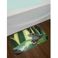 thumbnail image 2 of Frogs Bath Mat, Wild Nature Photo of Vivid Colored Animal on Leaf Exotic Jungle on Blurred Backdrop, Plush Bathroom Decor Mat with Non Slip Backing, 29.5" X 17.5", Multicolor, by Ambesonne, 2 of 2