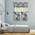 thumbnail image 6 of Vintage Leaf Kitchen Curtains Valances and Tiers Set of 3 Blue Brown Tropical Plants Linen Texture Tier Curtains and Valance with Rod Pocket for Small Windows, 27.5"x24", 6 of 9