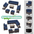 thumbnail image 6 of ALAULM 13 Pcs Patio Conversation Furniture Set with Fire Pit Table, Brown/Navy Blue, 6 of 8