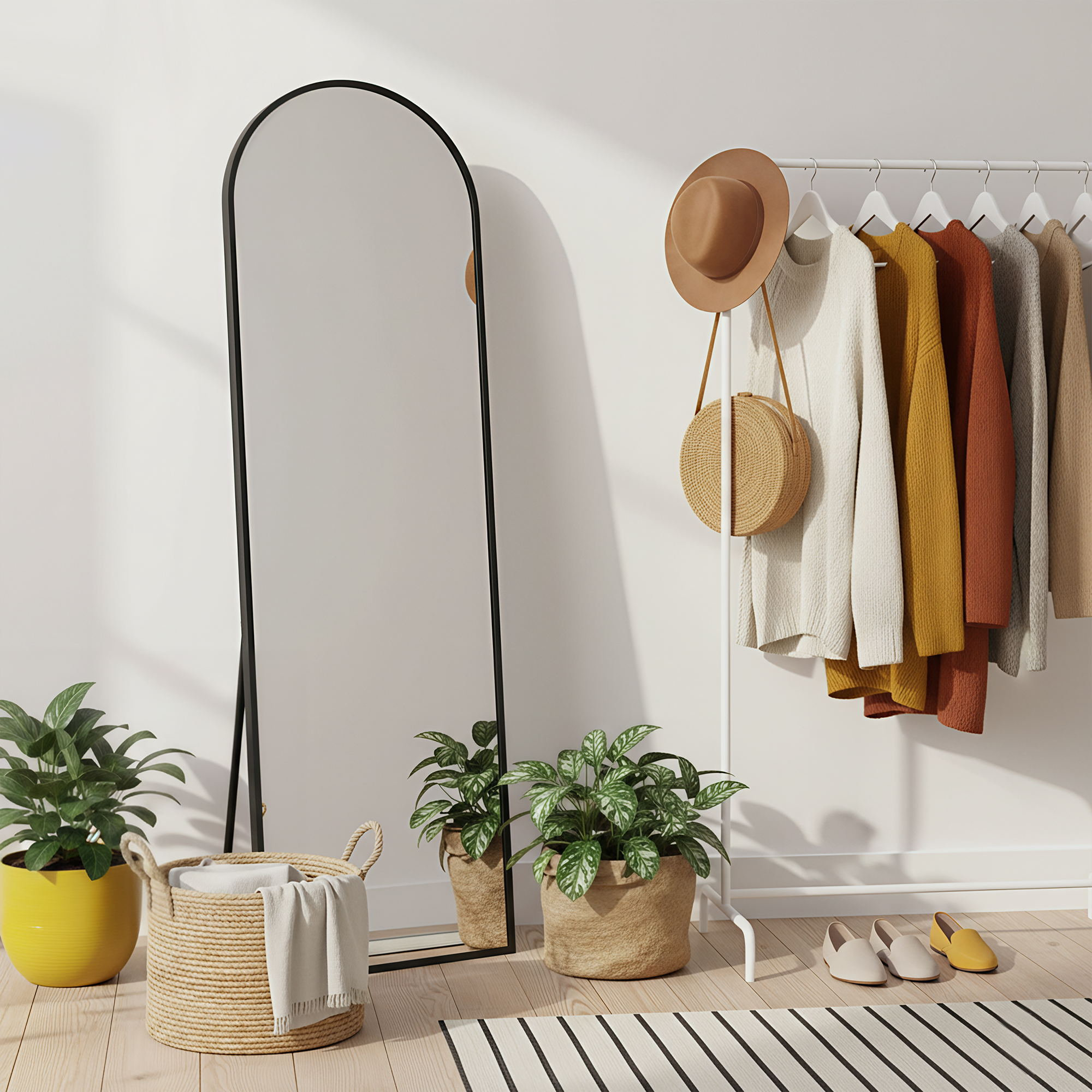 MAYEERTY Black Arch Full Length Mirror, Wall Mount or Freestanding for Bedroom/Living Room, 64" × 21"