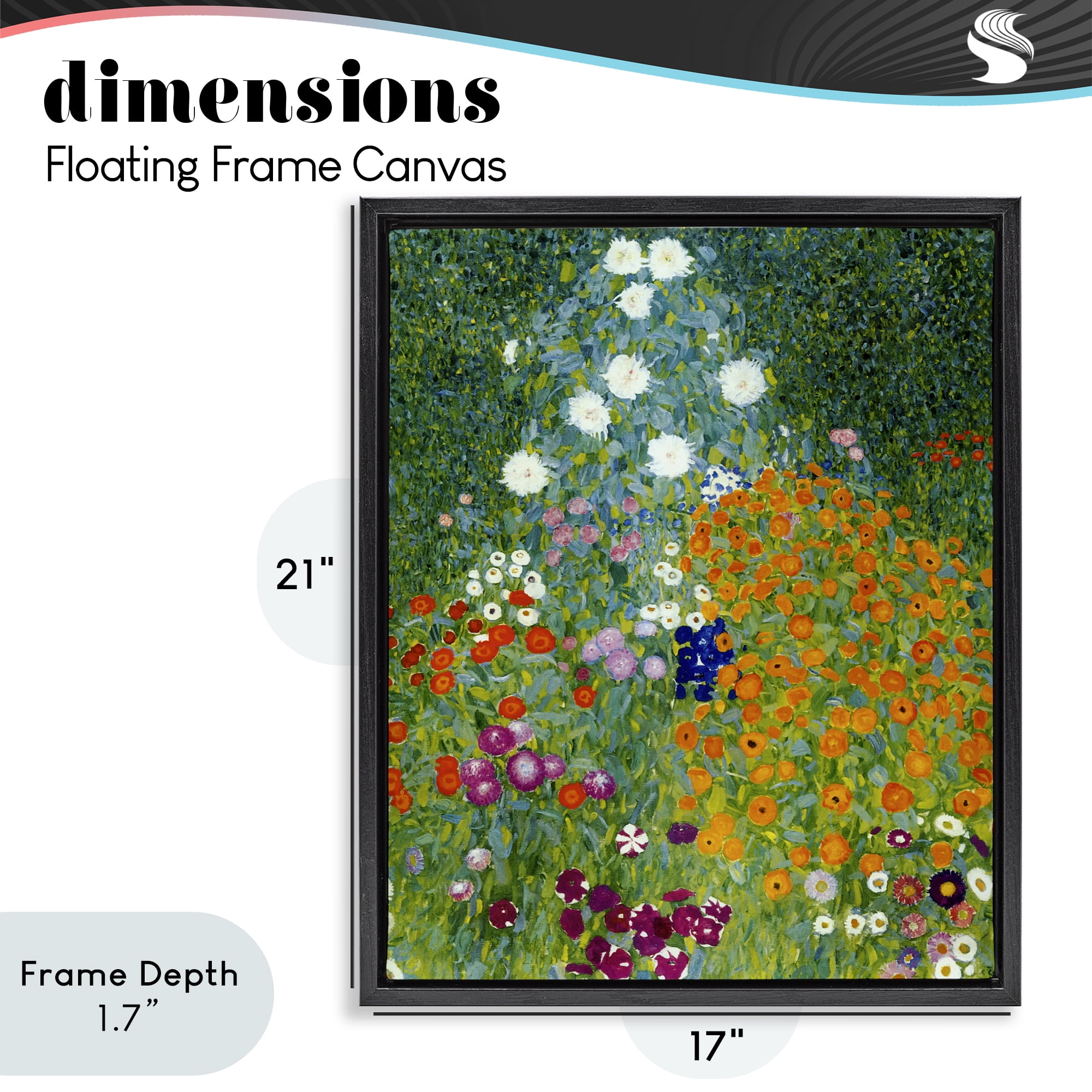 Stupell Industries Farm Garden Classic Klimt Black Framed Floater Canvas Wall Art, design by Vintage Hustle
