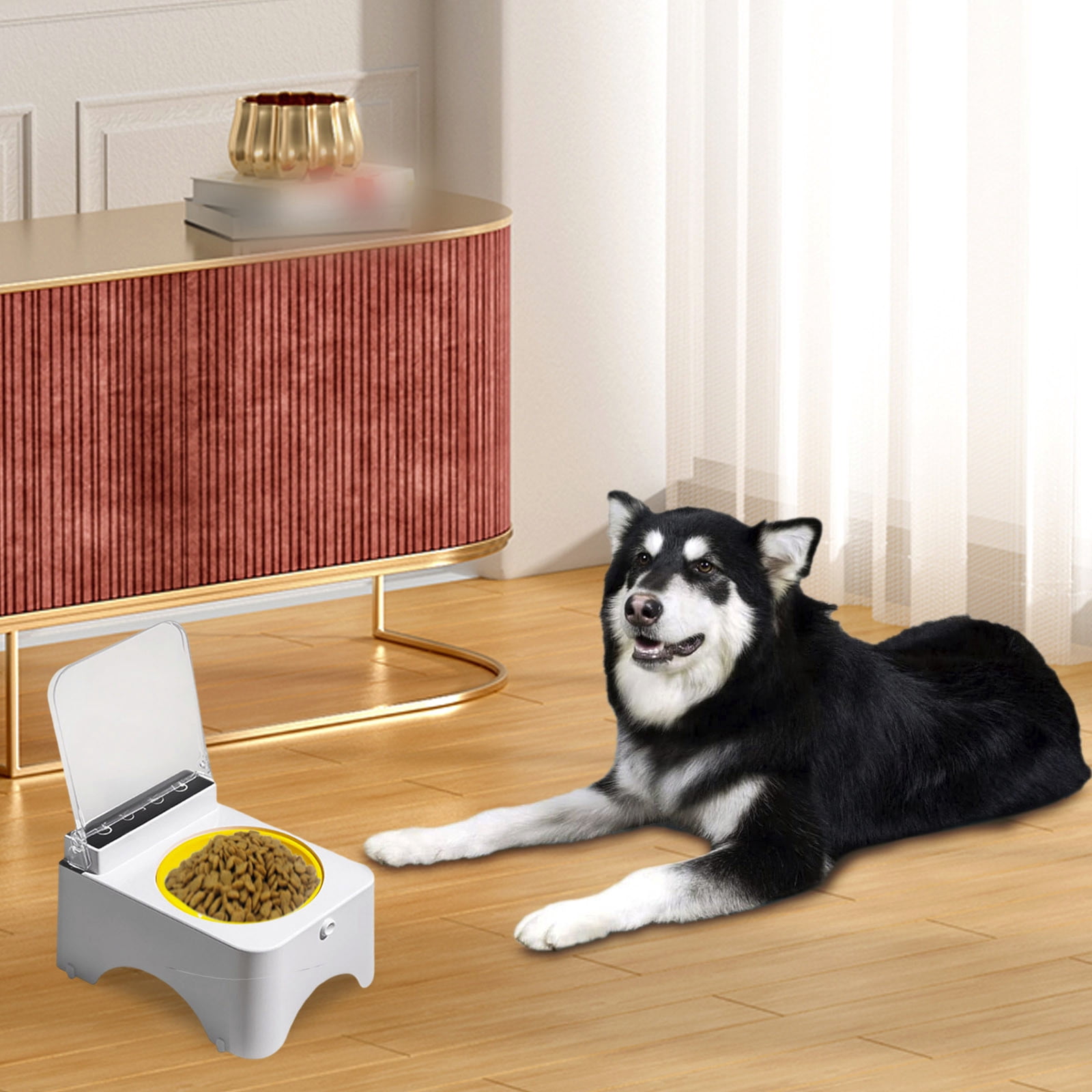 Smart Pet Feeder with Infrared Motion Sensor, Automatic Lid Cat Dog Food Bowl, Motion Activated Pet Food Dispenser, Keeps Food Fresh Ants Free, Rechargeable, for Small Medium Dogs Cats