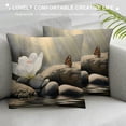 thumbnail image 3 of Shiartex Zen Water Lily Pillow Covers White Flower and Butterfly Stone in Water Throw Pillows White, 3 of 5