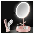 thumbnail image 1 of Portable Travel Cosmetic Light Up Mirrors Touch Switch LED Makeup Mirror For Home Tabletop Bathroom With Storage Tray USB Charg ,Widely Use, 1 of 7