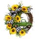 thumbnail image 3 of Corona De Camión Verde Girasol Girasol artificial de 35 cm, coronas de primavera, regalo de vacaciones redondo para puerta, pared, jardín Hugtrwg Libre de BPA, 3 of 9