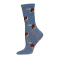 thumbnail image 3 of MeMoi Elephants in Plaid Bamboo Blend Crew Sock - Womens - Female, 9-11, Med Denim Heather, 3 of 4