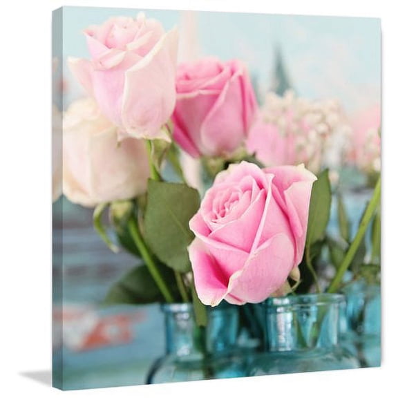 "Pink Roses" Painting Print on Wrapped Canvas