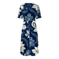 thumbnail image 5 of vigerkar Summer Dresses for Women Short Sleeve V Neck Casual Plus Size Midi Dress Navy, XL, 5 of 6