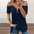 thumbnail image 3 of Giftesty Workout Tops for Women Women Solid V-neck Short Sleeve Strapless T Shirt Polluver Blouse Tank Tops, 3 of 5